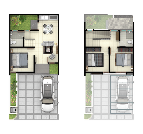 foto denah rumah tipe Victoria T69 perumahan GRAND DUTA CITY - SOJ