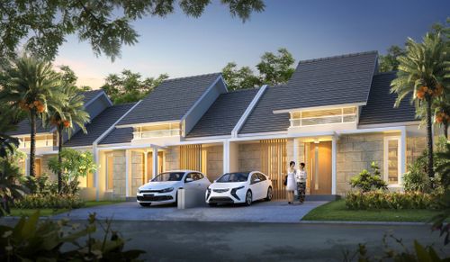 foto tampak rumah tipe LOLITE 200 perumahan PALMA CLASSICA CITRALAND