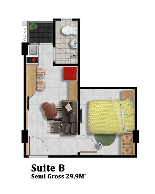foto denah rumah tipe SUITE B perumahan ROYAL GARDEN APARTMENTS