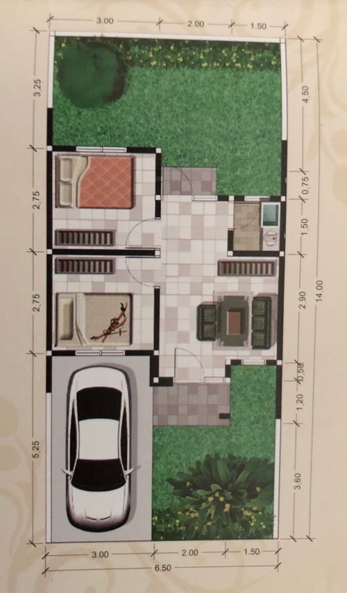 foto denah rumah tipe Minimalis Mezzanine perumahan Green Puspa Asri