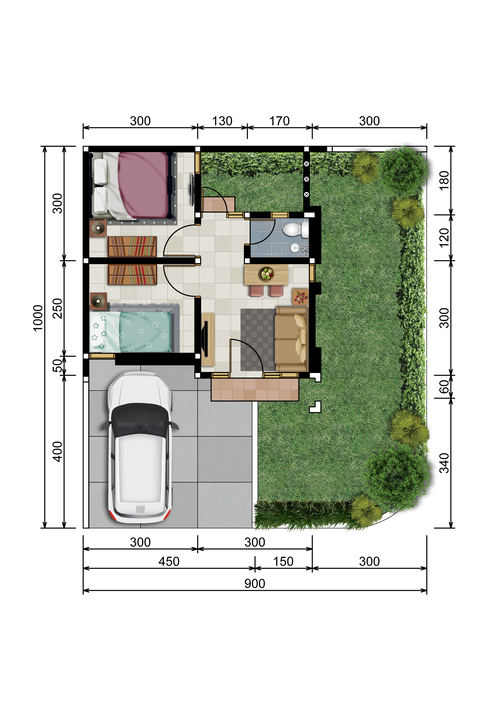 foto denah rumah tipe D-11 30/104 perumahan Graha Puri Jejalen