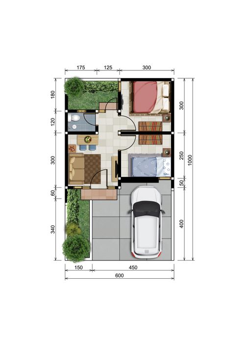 foto denah rumah tipe F-21 30/60 perumahan Graha Puri Jejalen