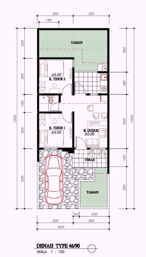 foto denah rumah tipe 46/90 perumahan Cikeas River View 2