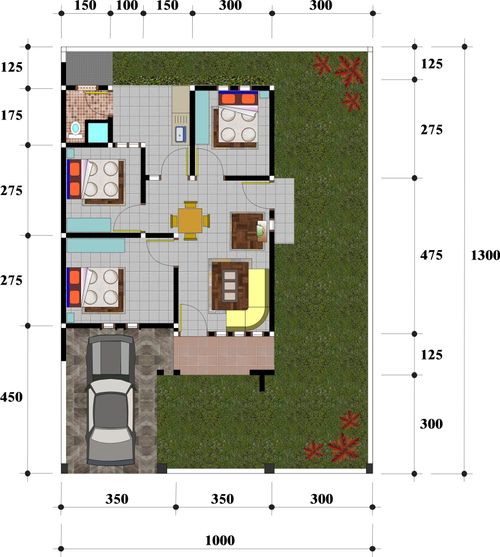 foto denah rumah tipe 54/140 perumahan GRAHA ASRI SUKODONO TAHAP 4