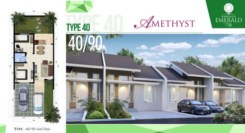foto tampak rumah tipe 40/90 perumahan Kawanua Emerald City Cluster Amethyst