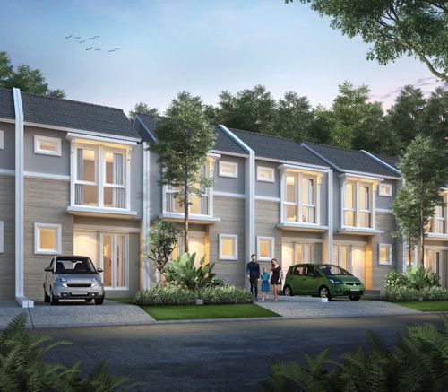 foto tampak rumah tipe Acacia B perumahan CITRALAND THE GREENLAKE SURABAYA