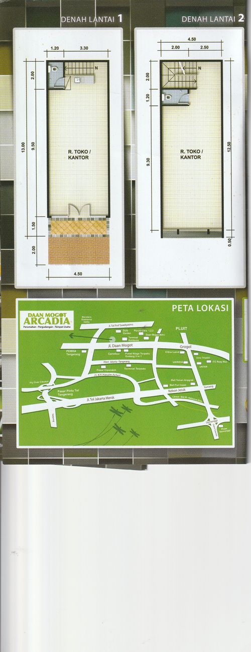 foto denah rumah tipe TOWNHOUSE H 7 NO 25 perumahan Daan Mogot Arcadia