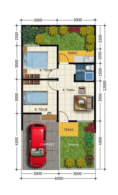 foto denah rumah tipe Komersil 6x12 226 JT perumahan FONTANA LAKE