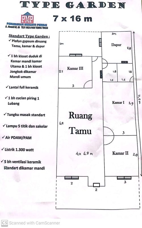 foto denah rumah tipe GARDEN perumahan PERUMAHAN MERANTI PERMAI SIMALUNGUN
