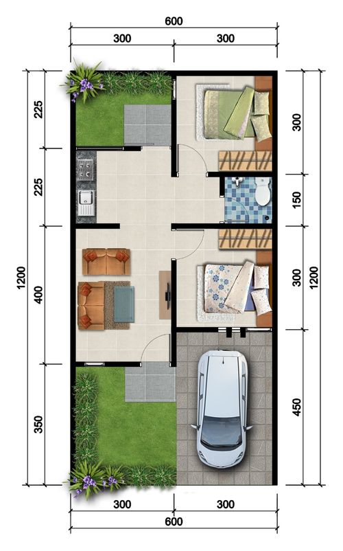 foto denah rumah tipe PERMATA T.43/72 CC 14 perumahan PERMATA REGENCY