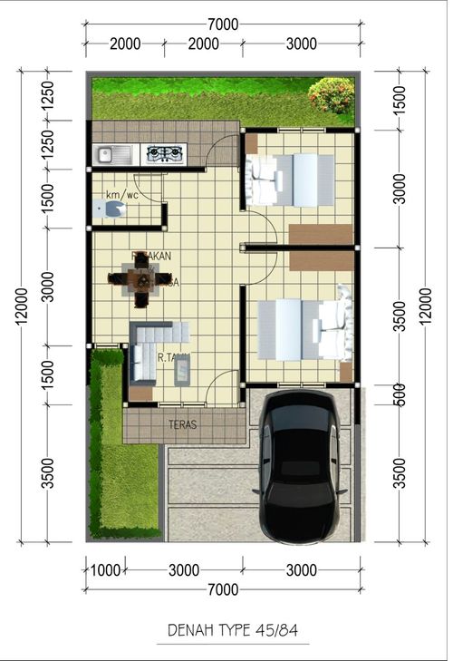 foto denah rumah tipe 45/84 perumahan Kebun Kembang Asri I