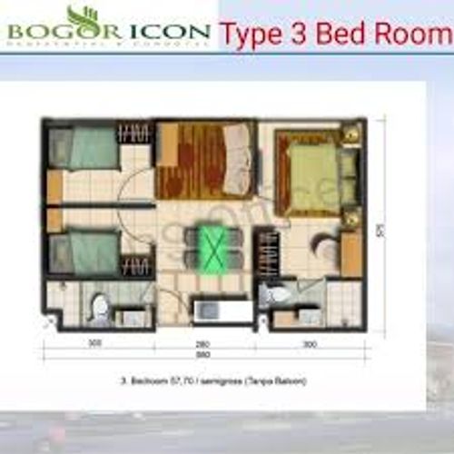foto denah rumah tipe 3 Bedroom perumahan Apartemen Bogor Icon