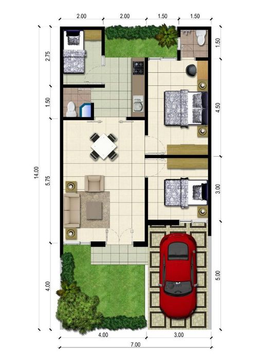 foto denah rumah tipe 63/98 perumahan Crown City Residence