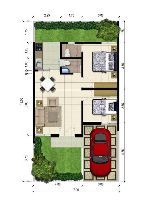foto denah rumah tipe 91/52 perumahan Crown City Residence