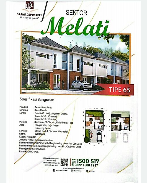 foto denah rumah tipe 65 perumahan Grand Depok City - Cluster Melati