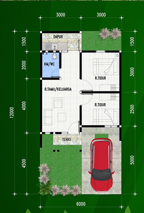 foto denah rumah tipe 40/72 perumahan ARBHANA RESIDENCE