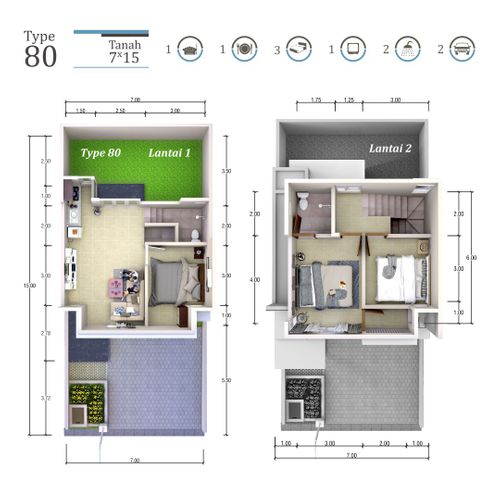 foto denah rumah tipe A11 perumahan The Premiere By Bale Agung
