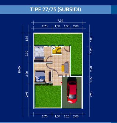 foto denah rumah tipe 27/75 perumahan MAMBALAN HARMONI
