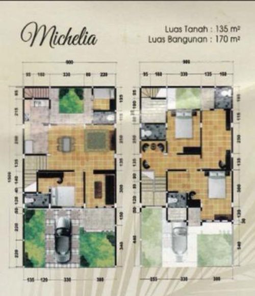 foto denah rumah tipe Michelia (170) perumahan TEUKU MANSION