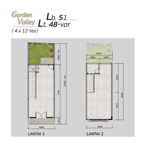 foto denah rumah tipe RUKO GARDEN VALLEY L.4 LT.52 perumahan CITRAGRAN CIBUBUR - RUKO BLOK I