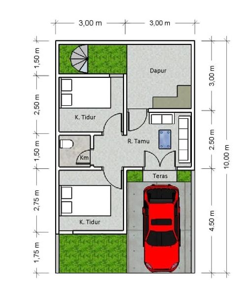 foto denah rumah tipe A4 perumahan Nala Indah Grati