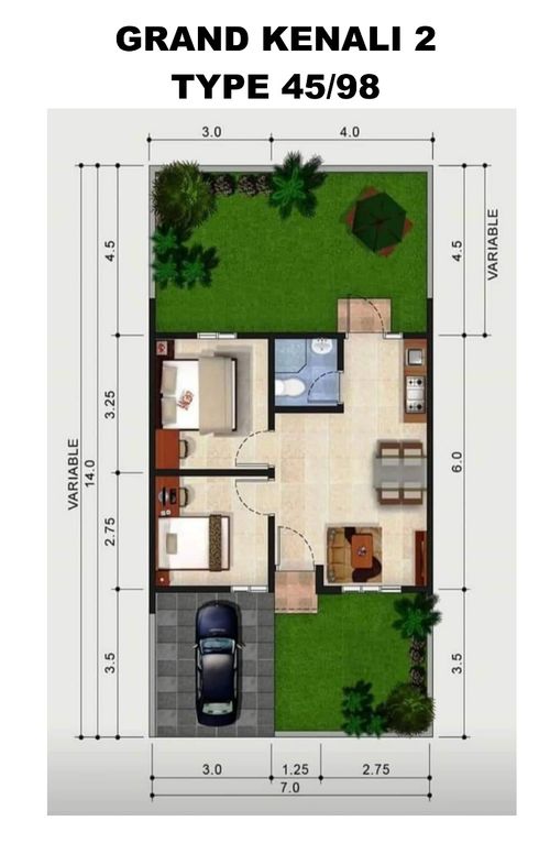 foto denah rumah tipe 45/98 perumahan GRAND KENALI 2