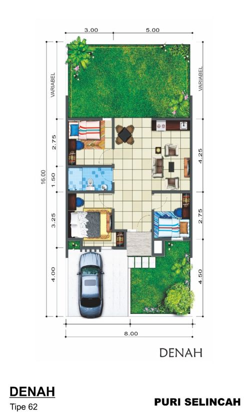 foto denah rumah tipe 62/128 perumahan Puri Selincah