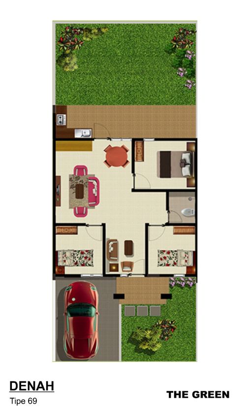 foto denah rumah tipe 69/160 perumahan THE GREEN