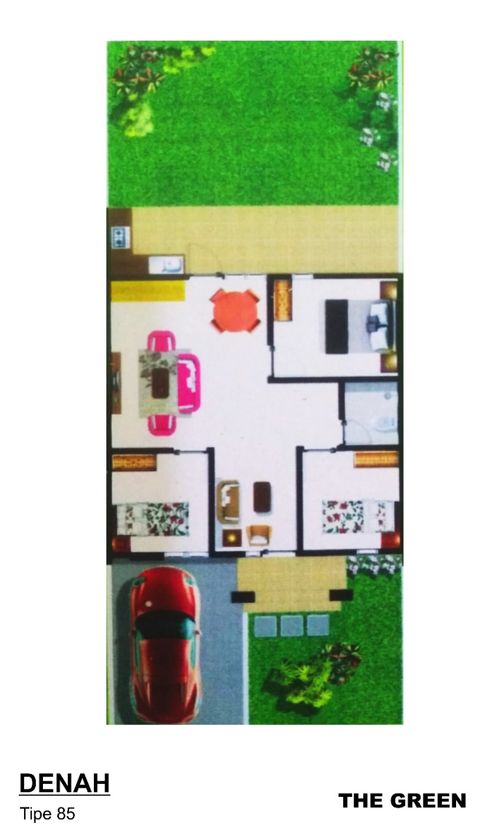 foto denah rumah tipe 85/180 perumahan THE GREEN