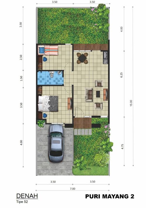 foto denah rumah tipe 52/105 perumahan Puri Mayang 2