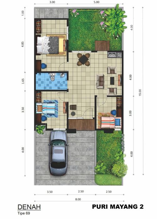 foto denah rumah tipe 69/120 perumahan Puri Mayang 2