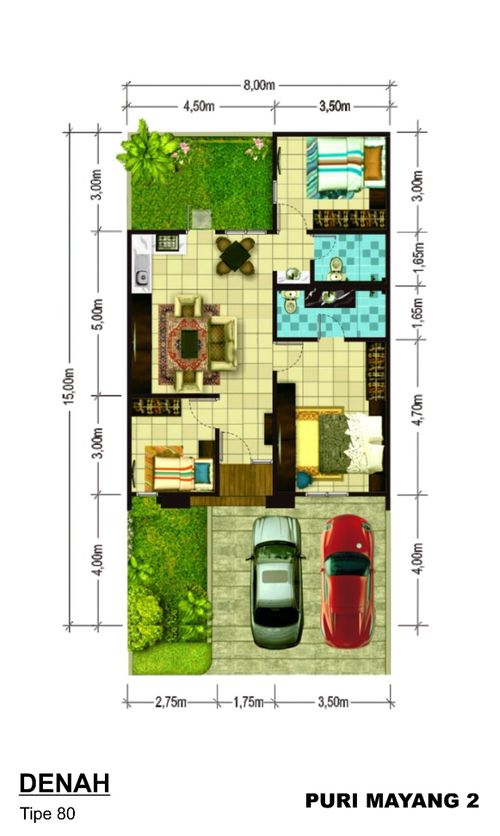 foto denah rumah tipe 80/120 perumahan Puri Mayang 2