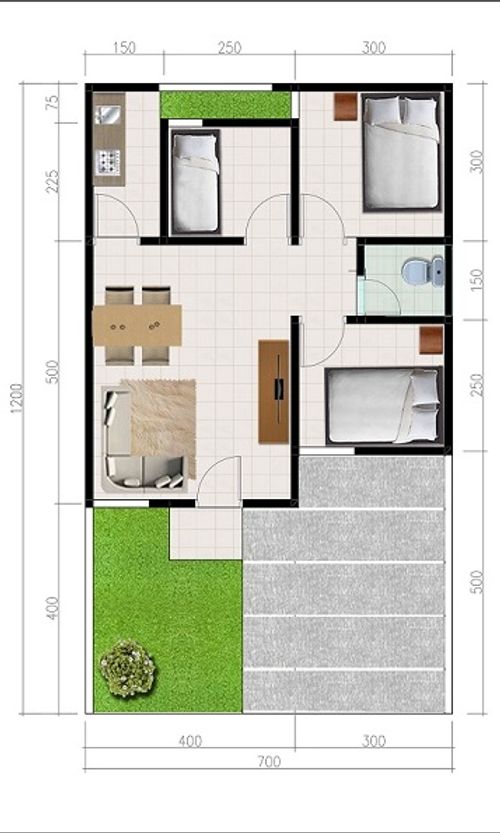 foto denah rumah tipe 49 Tulip (468) perumahan Grand Valley Ujung Berung