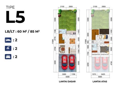 foto denah rumah tipe 60/85 perumahan Jakarta Garden City - La Seine