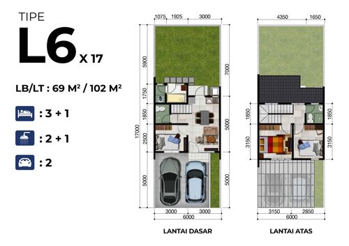 foto denah rumah tipe 69/102 perumahan Jakarta Garden City - La Seine
