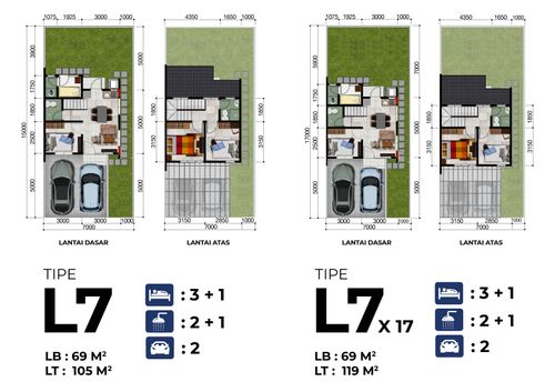 foto denah rumah tipe 69/119 perumahan Jakarta Garden City - La Seine