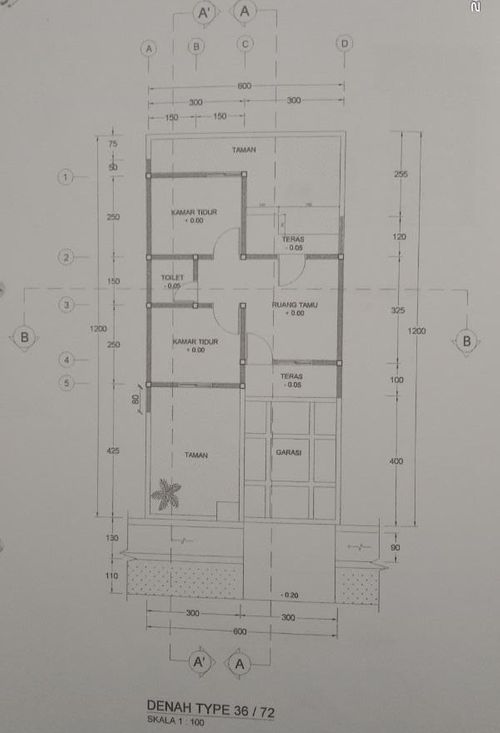 foto denah rumah tipe 36/72 KOMERSIL 2 KAMAR 254638 perumahan PURI LESTARI
