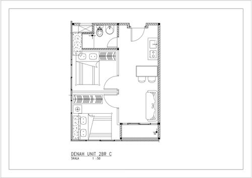 foto denah rumah tipe 2 BEDROOM CORNER perumahan APARTEMEN PARKLAND AVENUE