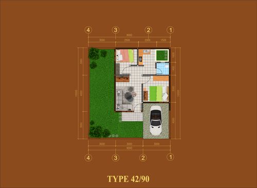 foto denah rumah tipe 42/90 perumahan PESONA KAHURIPAN 3 TAHAP 2