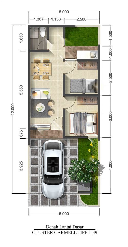 foto denah rumah tipe T 39 - CASSA perumahan Grand Duta City, Bekasi - 2