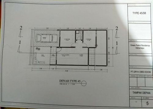 foto denah rumah tipe 45/98 perumahan Green Patrol Residence