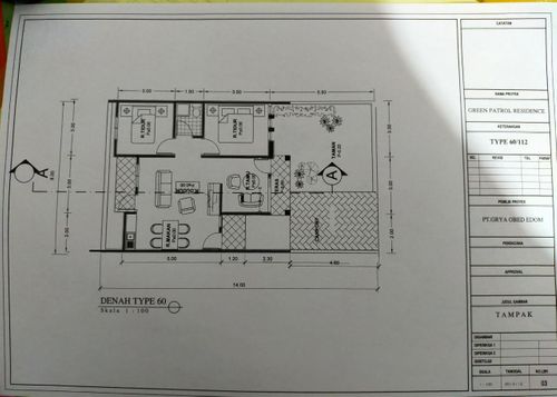 foto denah rumah tipe 60/112 perumahan Green Patrol Residence