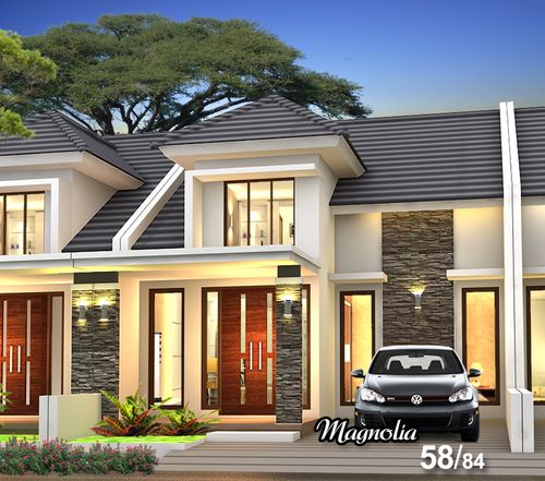 foto tampak rumah tipe Magnolia 58/84 perumahan CASSABLANCA RESIDENCE