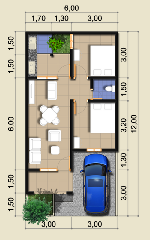 foto denah rumah tipe Edelweis 50/72 perumahan CASSABLANCA RESIDENCE