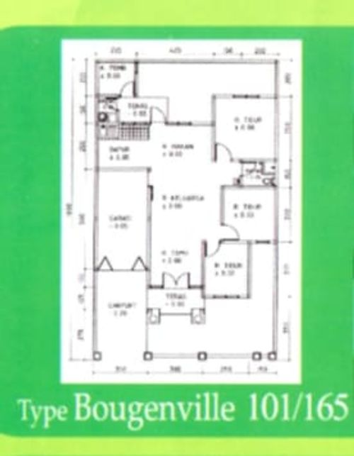 foto denah rumah tipe 110/165 perumahan Perum Green Park Regency