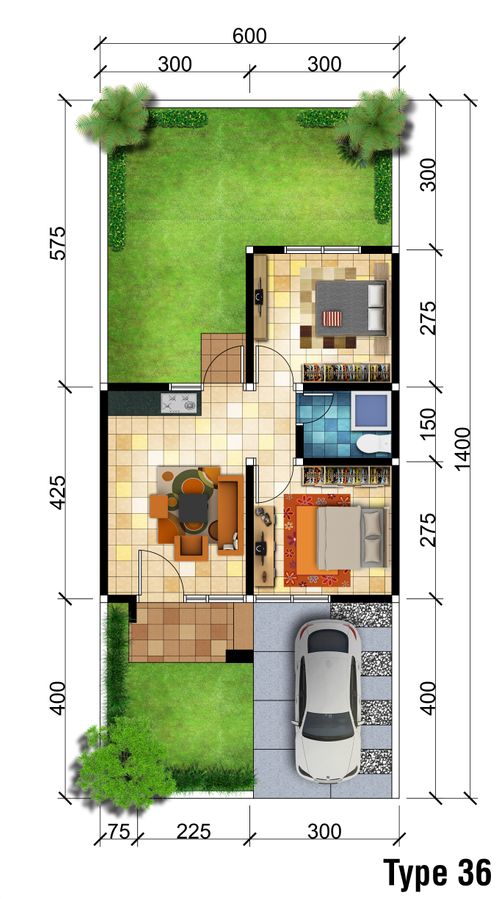 foto denah rumah tipe 36 perumahan Taman Nirwana 2