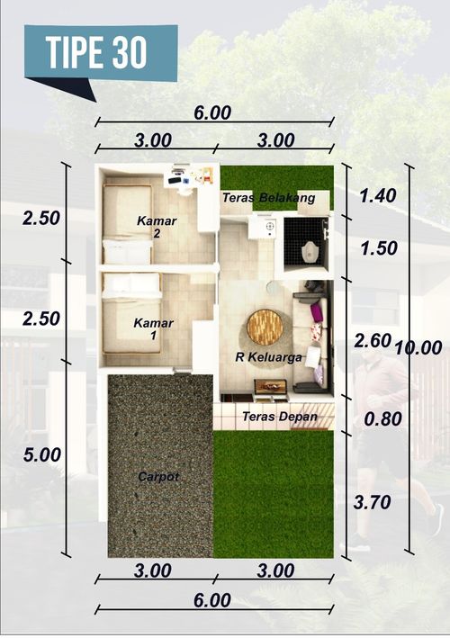 foto denah rumah tipe 30 perumahan GRAHA AMARTHA
