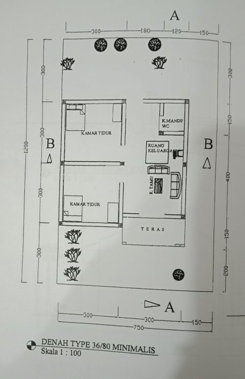 foto denah rumah tipe 36 perumahan SPARCO INDAH PRATAMA MINGKUDU