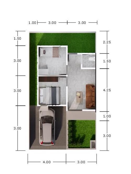foto denah rumah tipe Rumah 36/84 perumahan Graha Sekip Mencirim