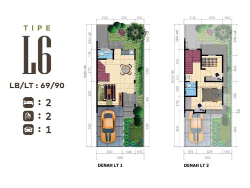 foto denah rumah tipe 69/90 perumahan Jakarta Garden City Mahakam
